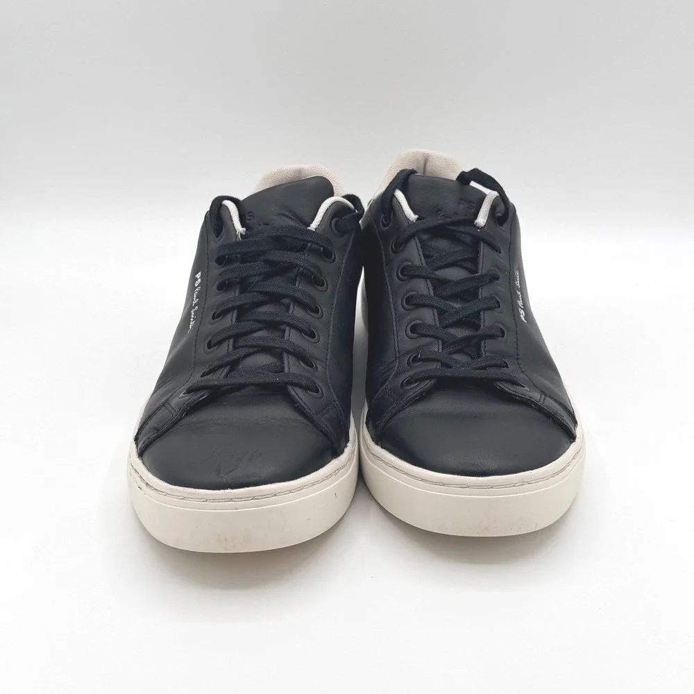 Paul Smith Mens 9 Black Leather Zebra Logo Sneakers Shoes Luxury Streetwear Logo